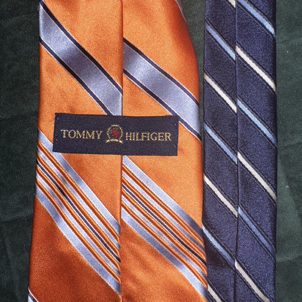 Tommy Hilfiger Orange And Blue Mens Dress Tie - Picture 2 of 5